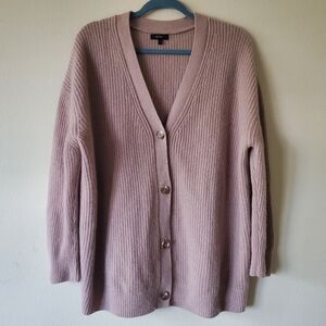 Quince Mongolian Cashmere Oversized Boyfriend Cardigan Sweater Mauve / Pink